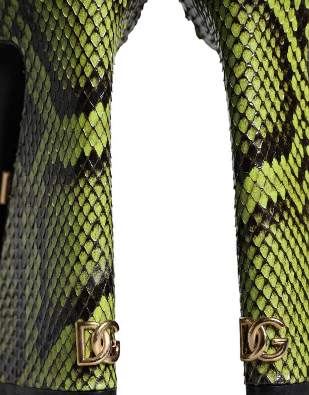 Dolce &amp; Gabbana Grüne Sandalen aus exotischem Leder mit Knöchelriemen