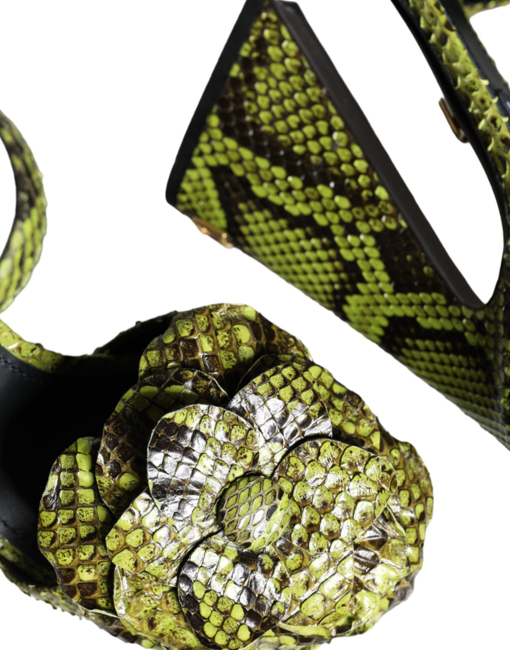 Dolce &amp; Gabbana Grüne Sandalen aus exotischem Leder mit Knöchelriemen