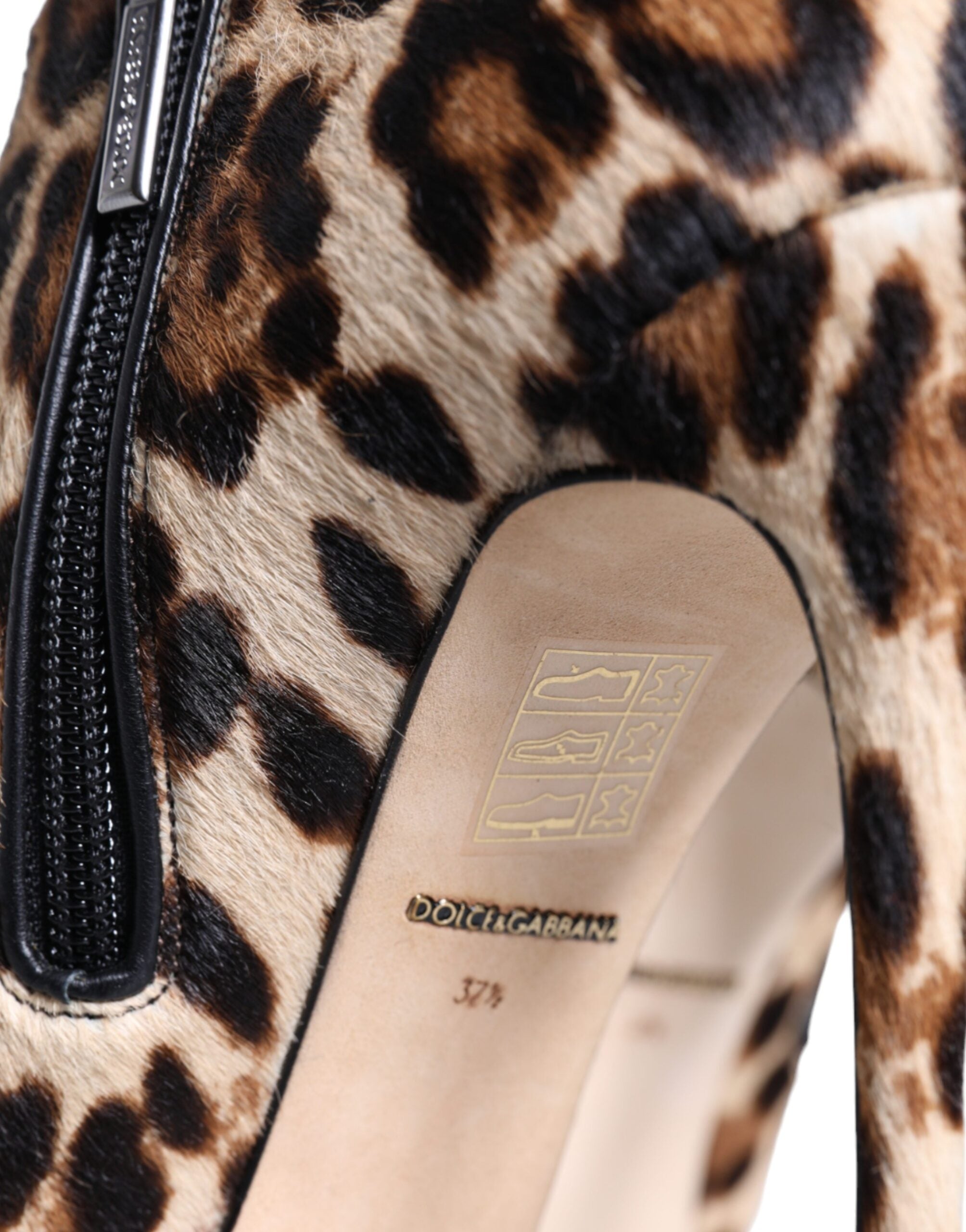Dolce &amp; Gabbana Braune Leoparden-Kalbsfell-Heels Ankle Boots Schuhe
