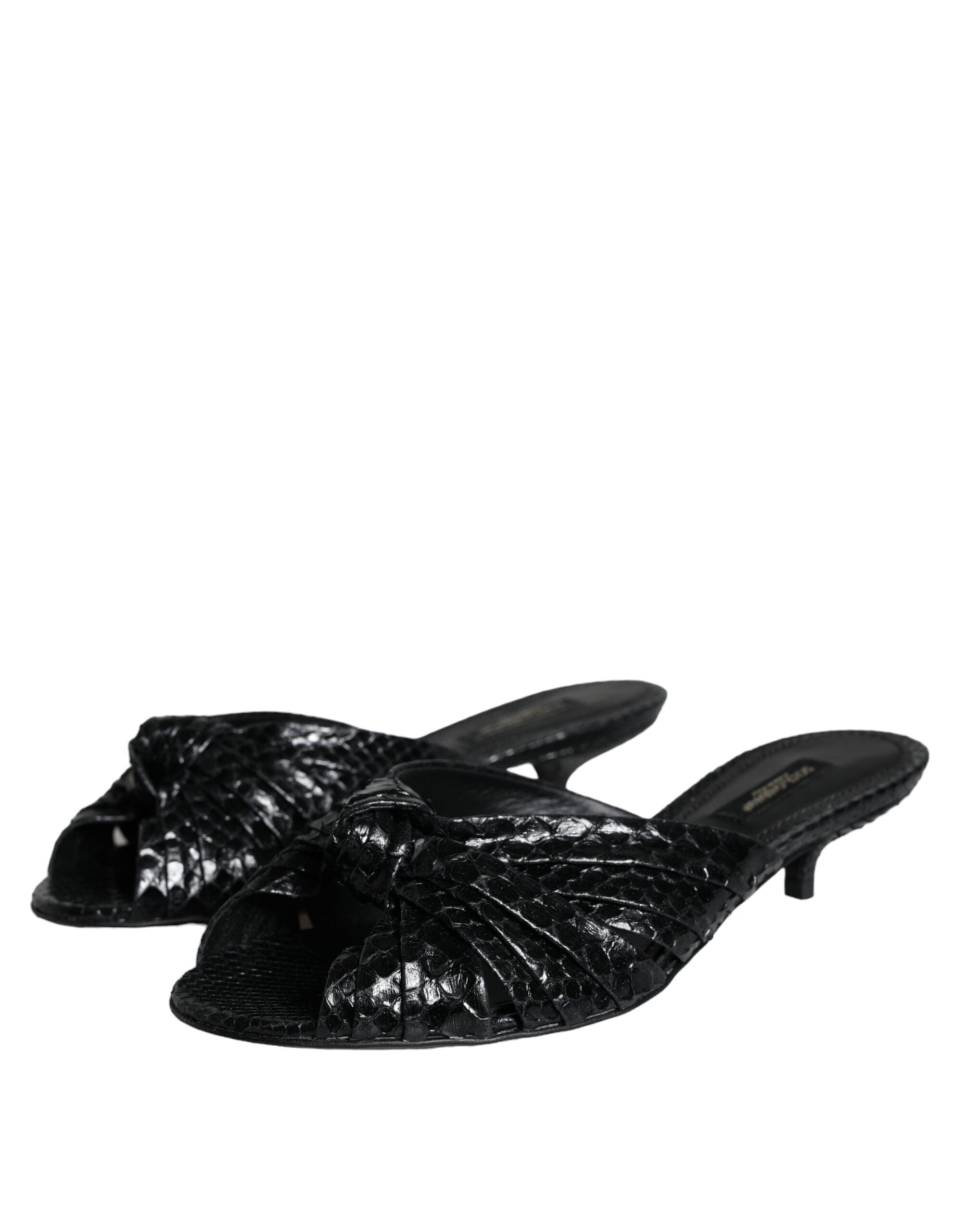 Sandales à talons en cuir noir Dolce &amp; Gabbana