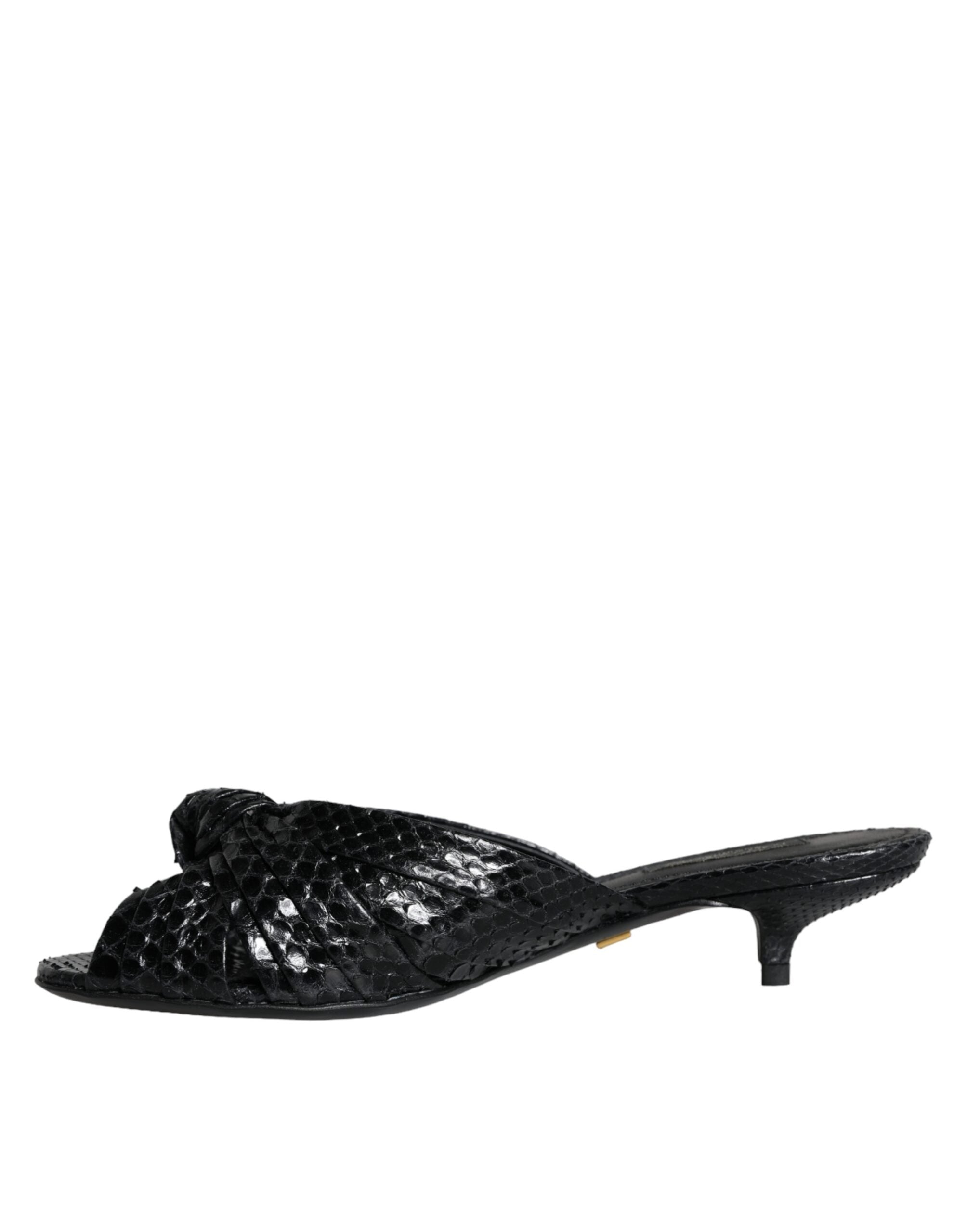 Sandales à talons en cuir noir Dolce &amp; Gabbana
