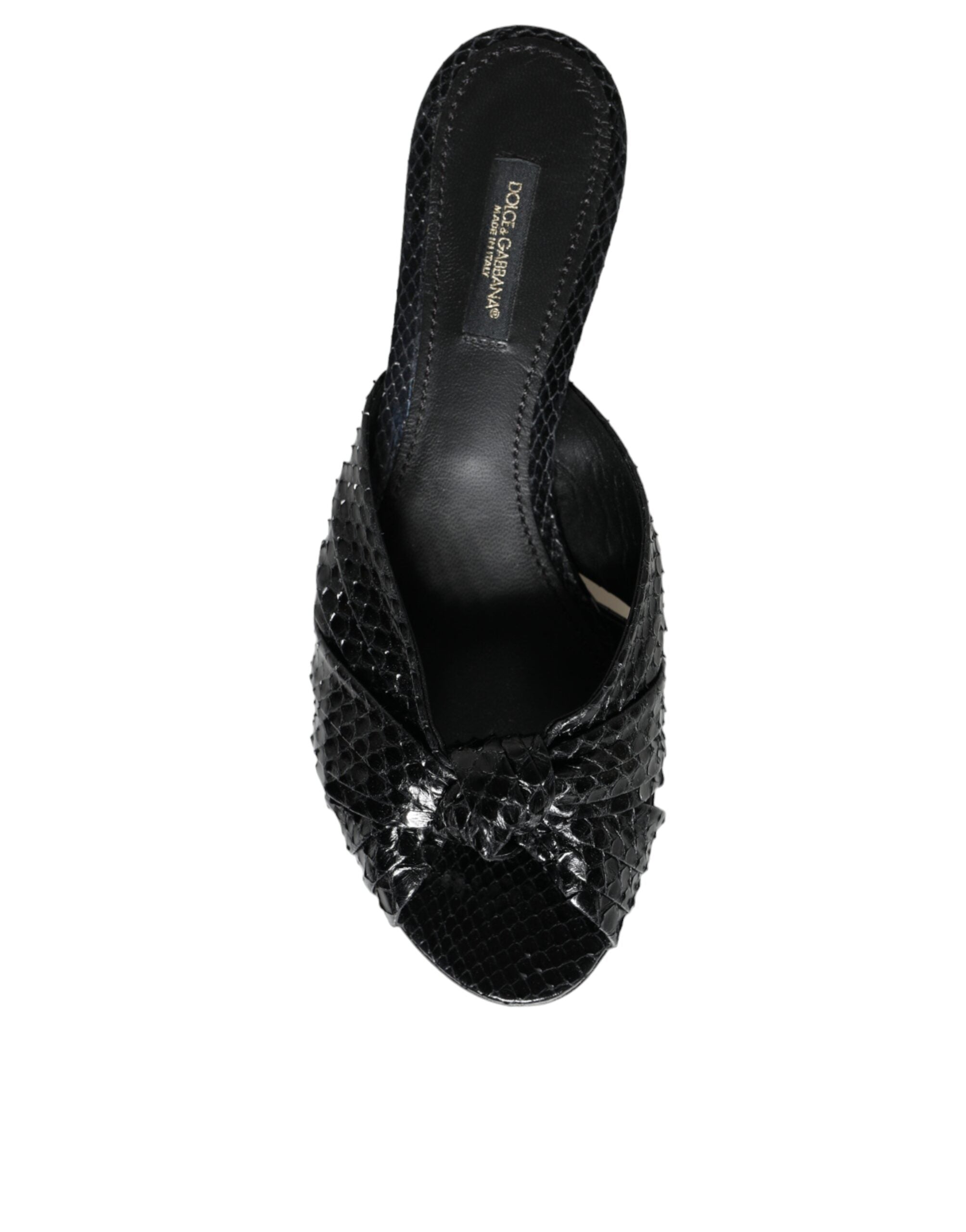 Sandales à talons en cuir noir Dolce &amp; Gabbana