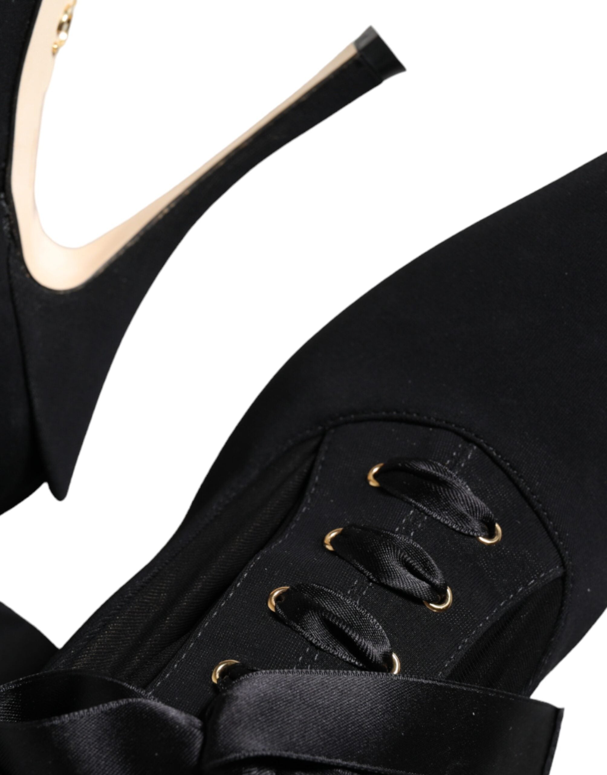 Dolce &amp; Gabbana Schwarze Stiletto-Absätze, wadenlange Stiefel