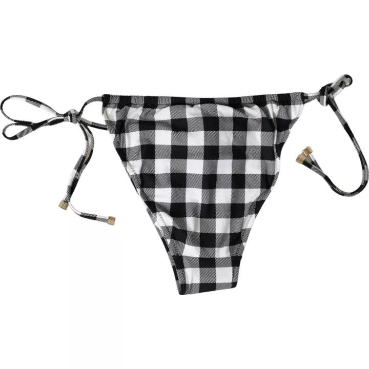 Dolce &amp; Gabbana Schwarz Weiß Karierte Bademode Beachwear Unterteil Bikini