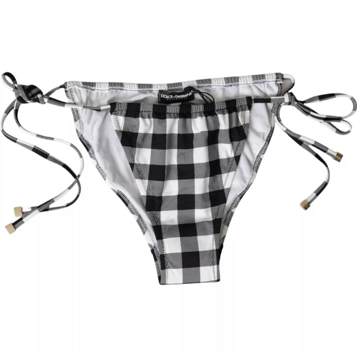 Dolce &amp; Gabbana Schwarz Weiß Karierte Bademode Beachwear Unterteil Bikini