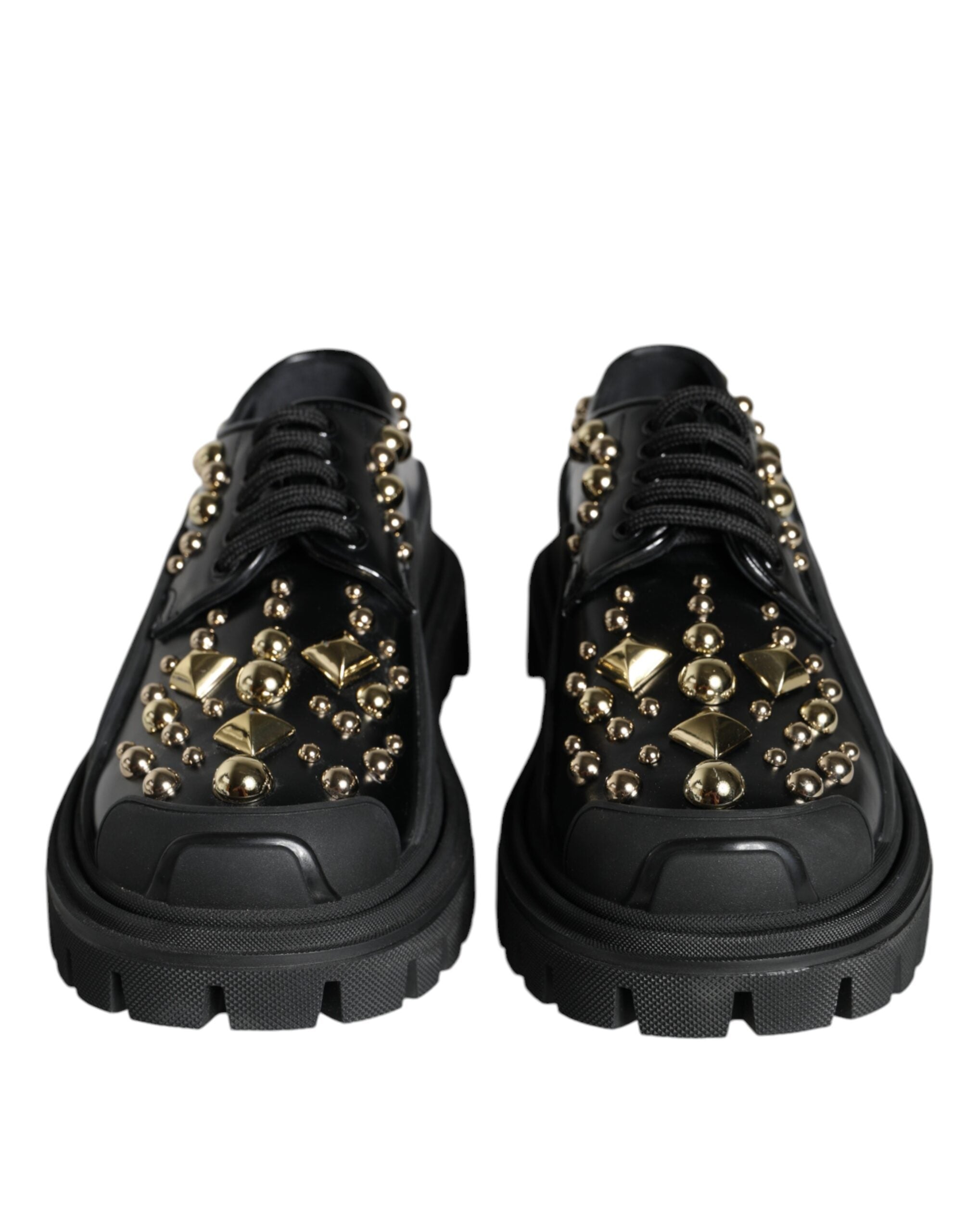 Dolce &amp; Gabbana – Trekking-Derby-Schuhe aus schwarzem Leder mit Verzierung