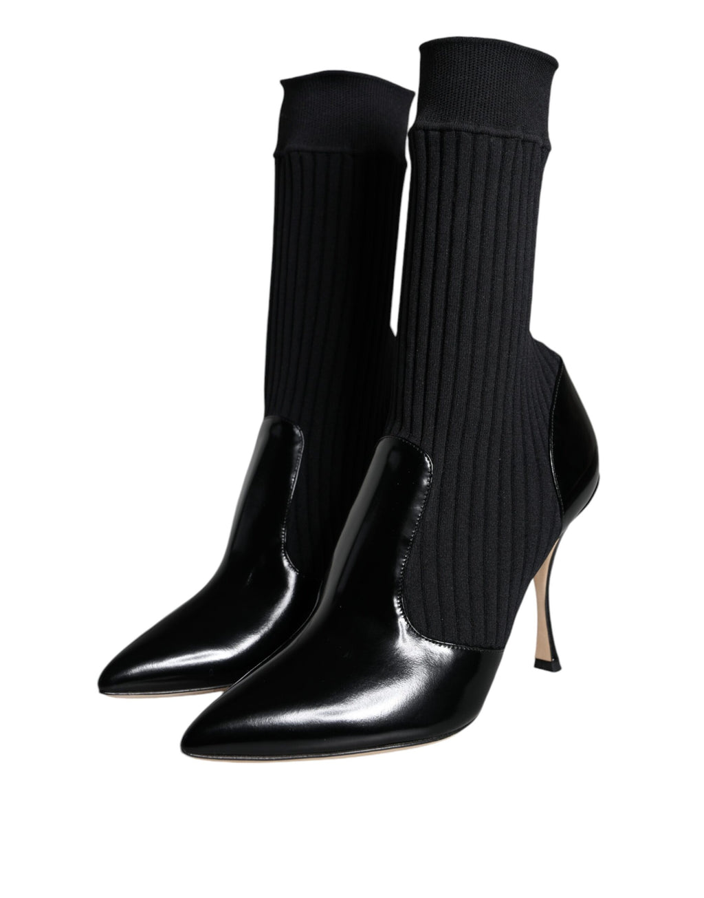 Dolce &amp; Gabbana Schwarze Stretch-Stilettos-Booties-Sockenschuhe