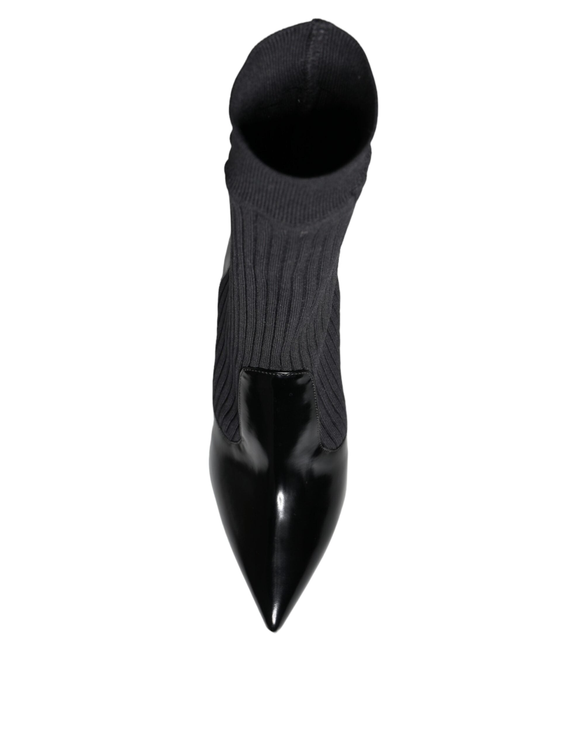 Dolce &amp; Gabbana Schwarze Stretch-Stilettos-Booties-Sockenschuhe