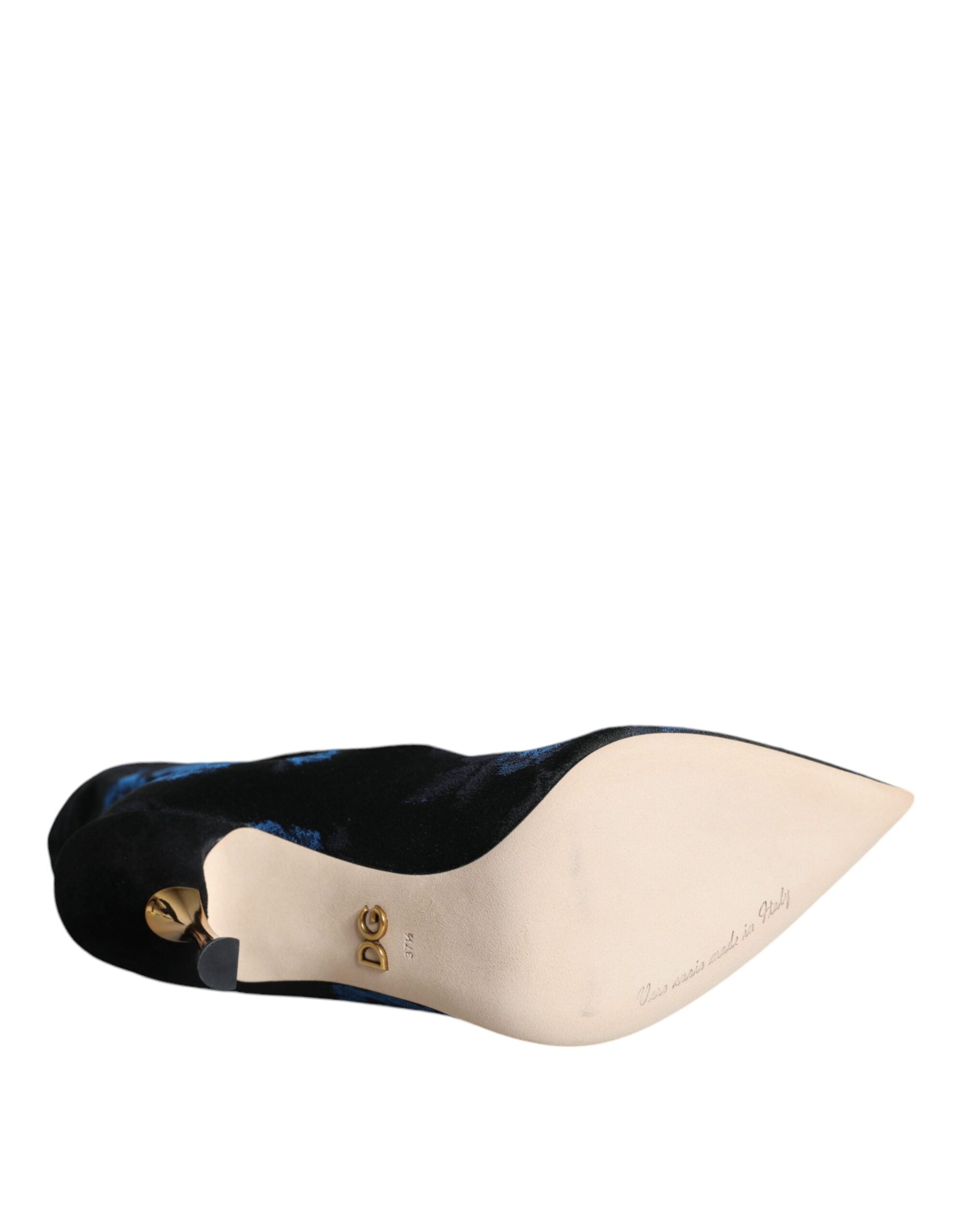 Dolce &amp; Gabbana – Schwarze Stretch-Stiefel mit Blumenmuster und halbhohem Schaft