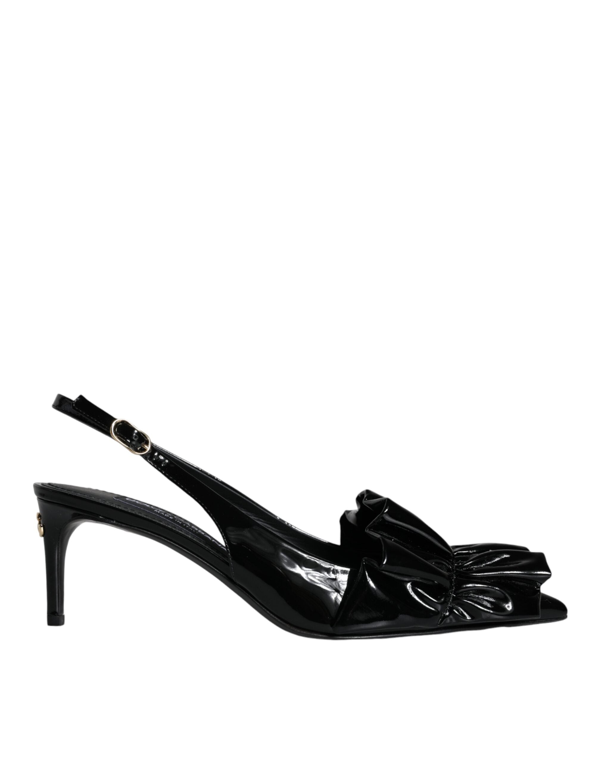 Chaussures à talons et bride arrière en cuir verni noir Dolce &amp; Gabbana
