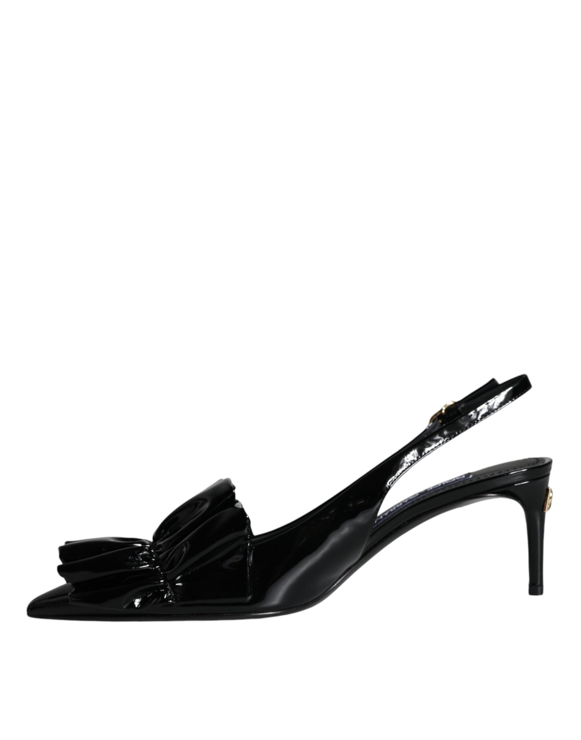 Chaussures à talons et bride arrière en cuir verni noir Dolce &amp; Gabbana