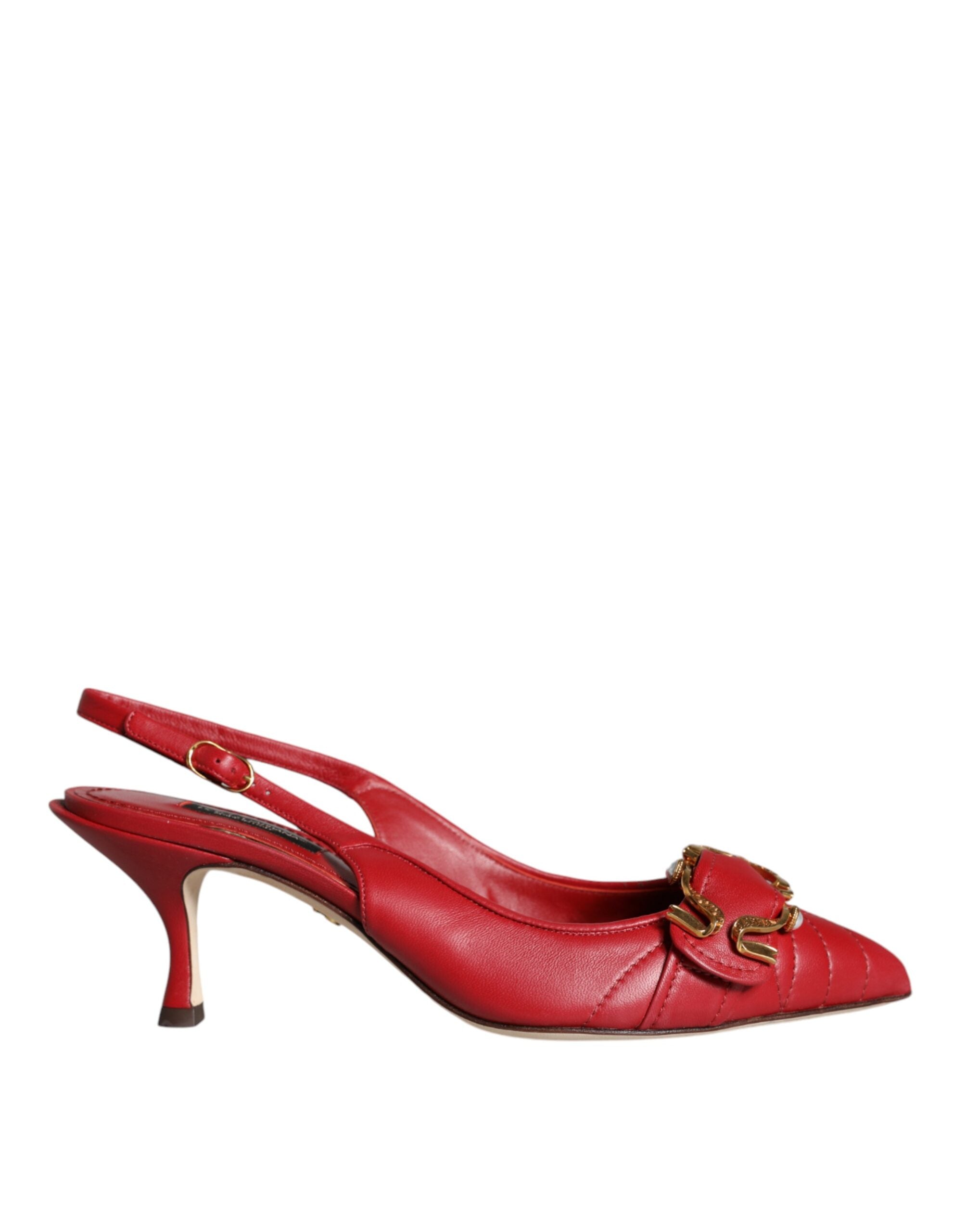 Chaussures à talons et bride arrière en cuir rouge Dolce &amp; Gabbana Devotion