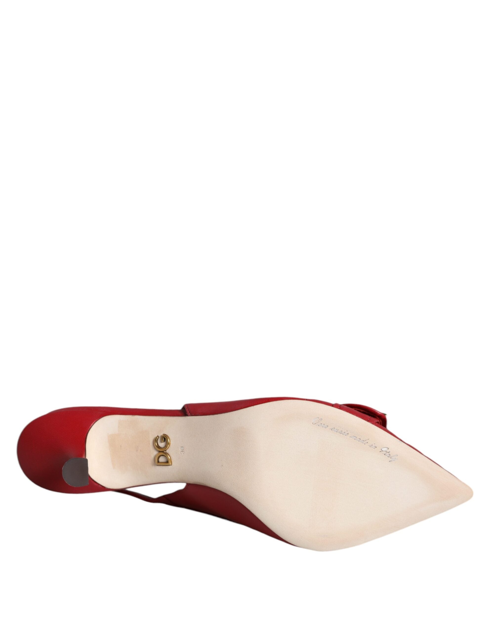 Chaussures à talons et bride arrière en cuir rouge Dolce &amp; Gabbana Devotion