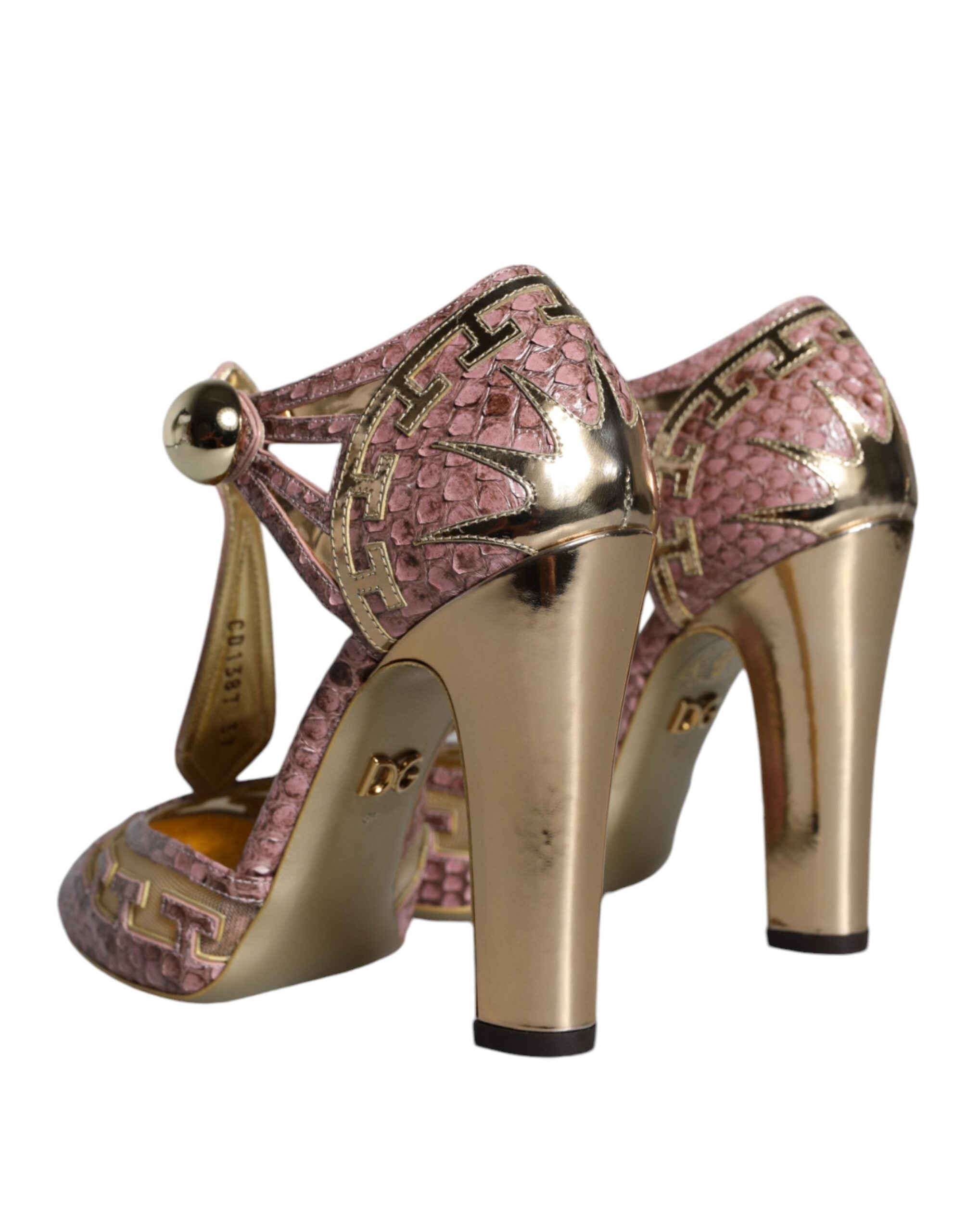 Escarpins Dolce &amp; Gabbana en cuir rose doré, sandales à brides en T