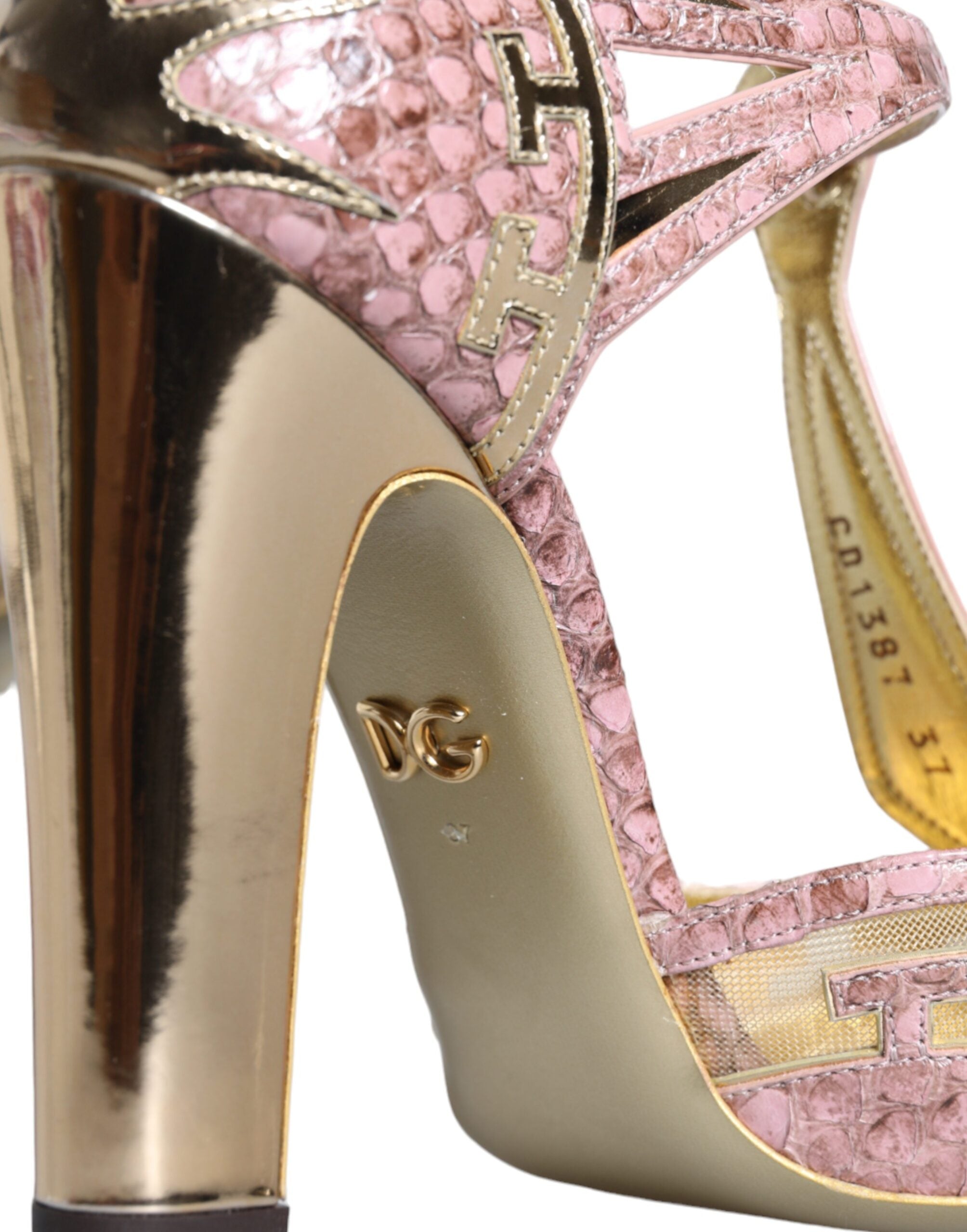 Escarpins Dolce &amp; Gabbana en cuir rose doré, sandales à brides en T