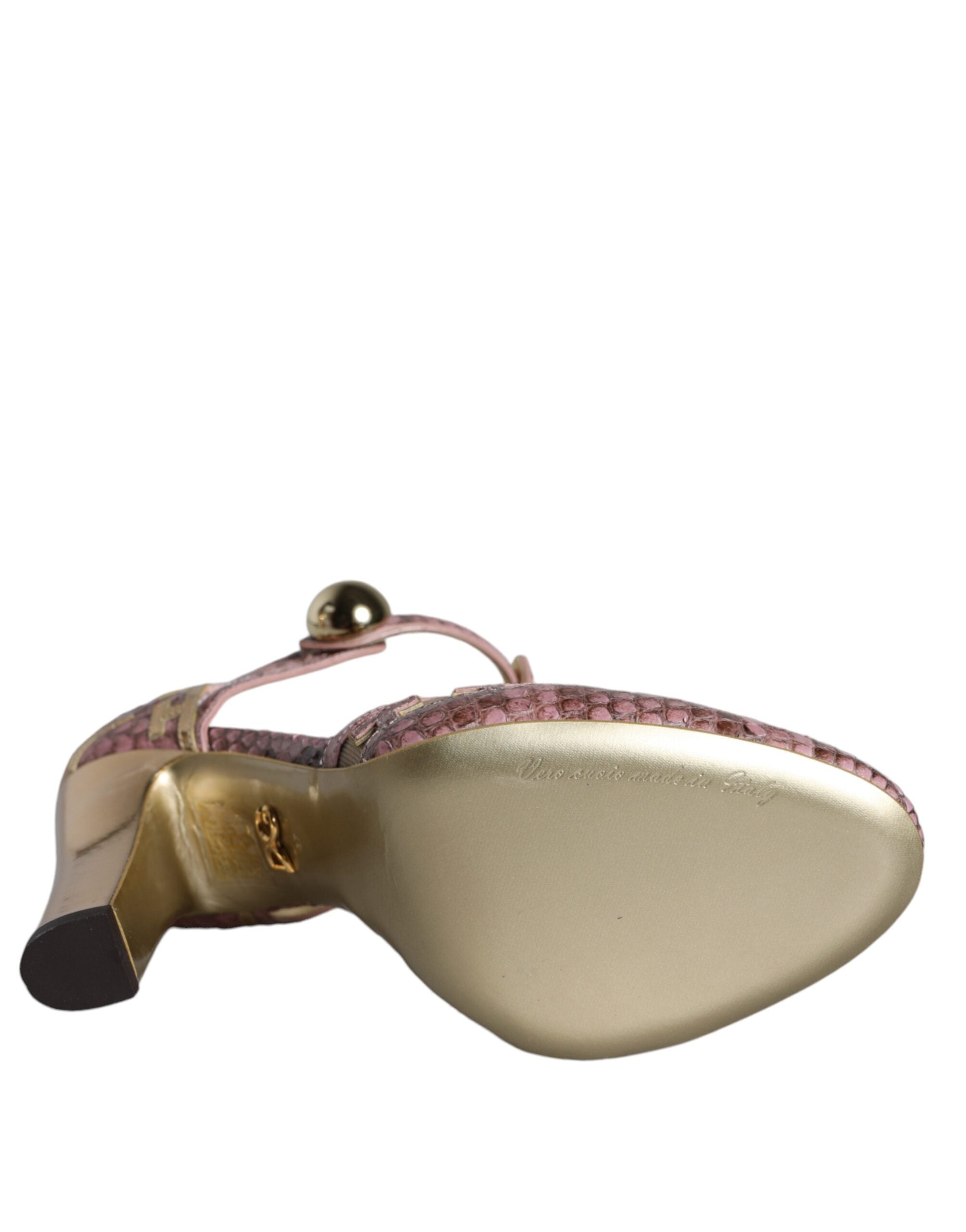 Escarpins Dolce &amp; Gabbana en cuir rose doré, sandales à brides en T