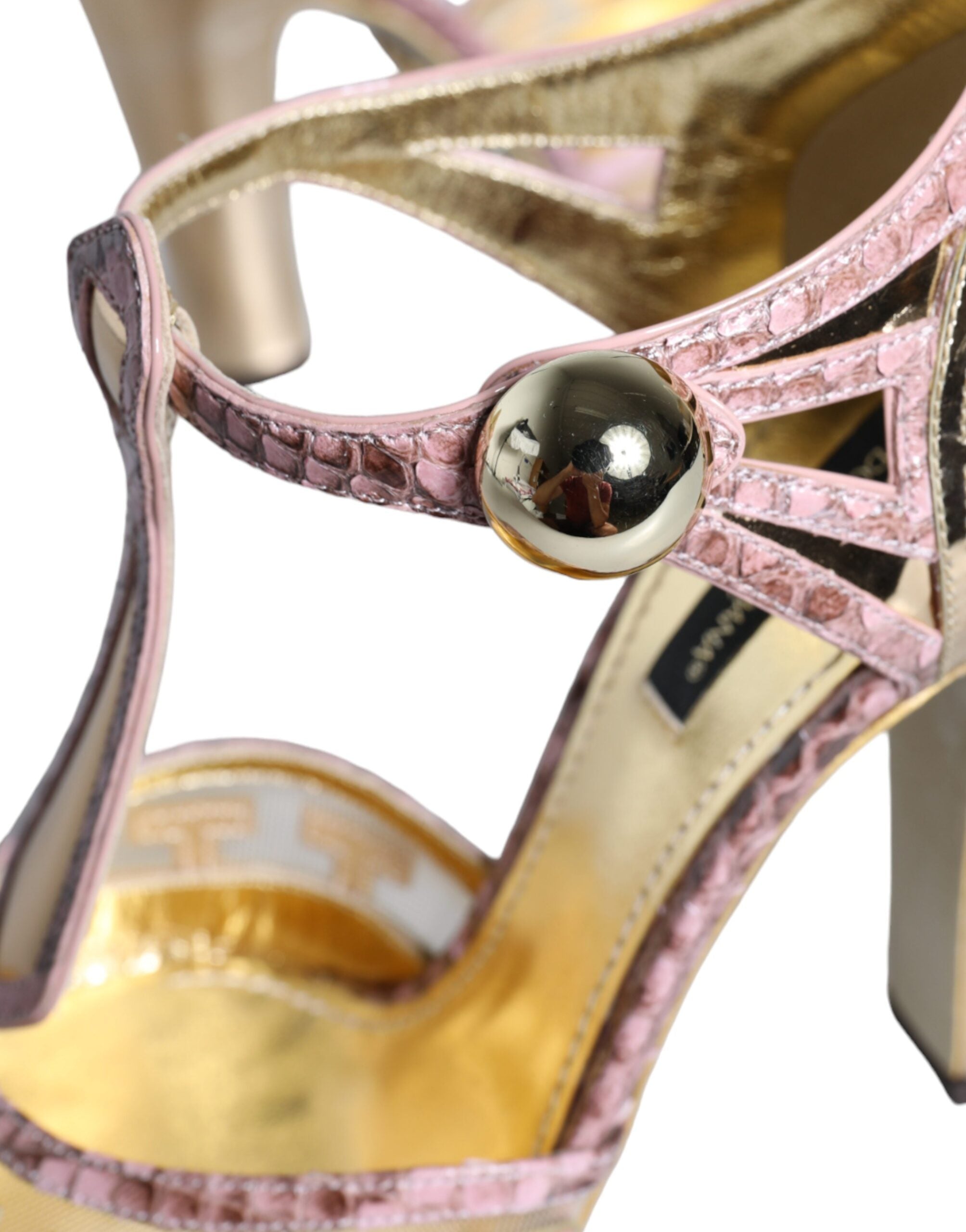 Escarpins Dolce &amp; Gabbana en cuir rose doré, sandales à brides en T