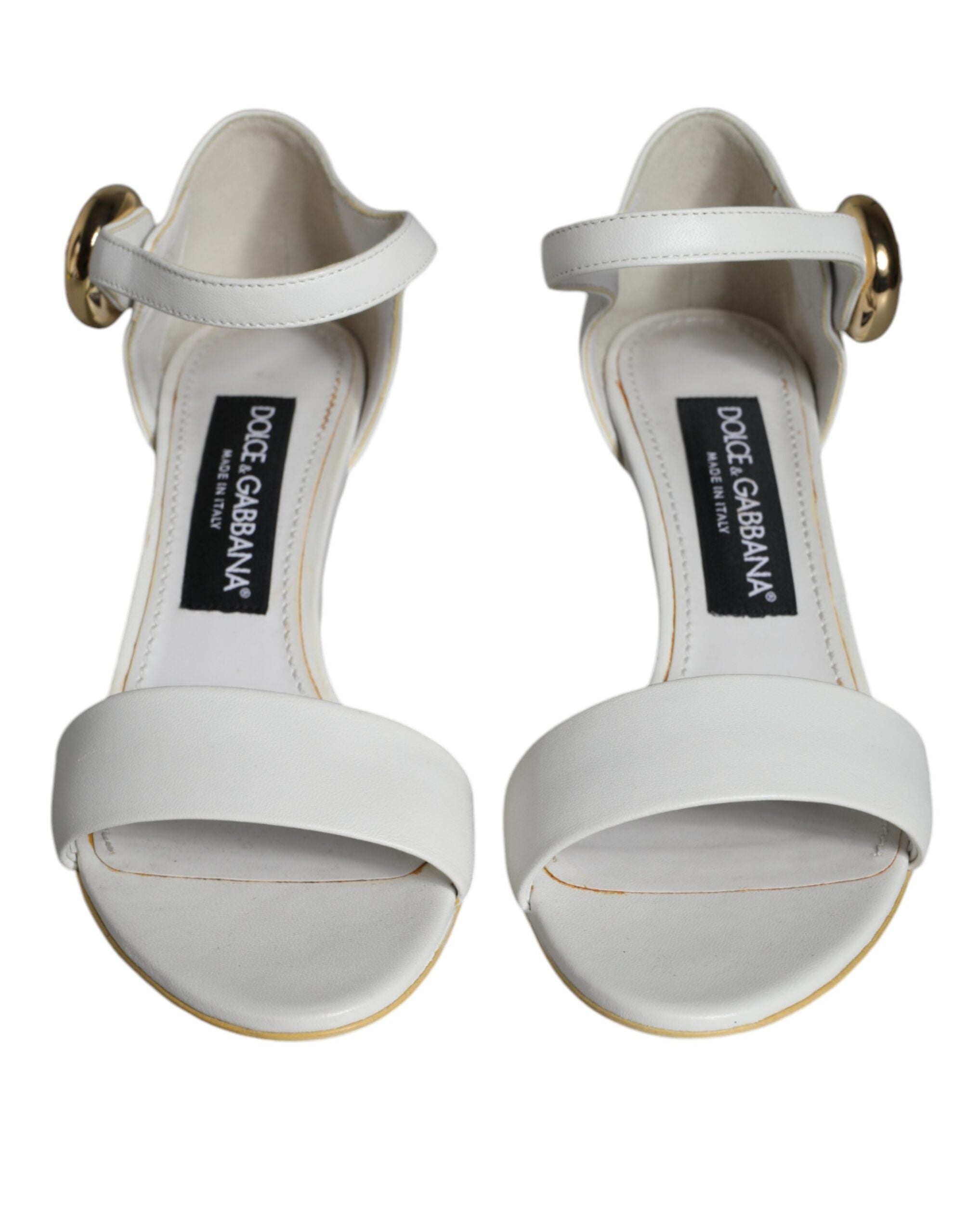 Sandales à talons en cuir blanc Dolce &amp; Gabbana Keira