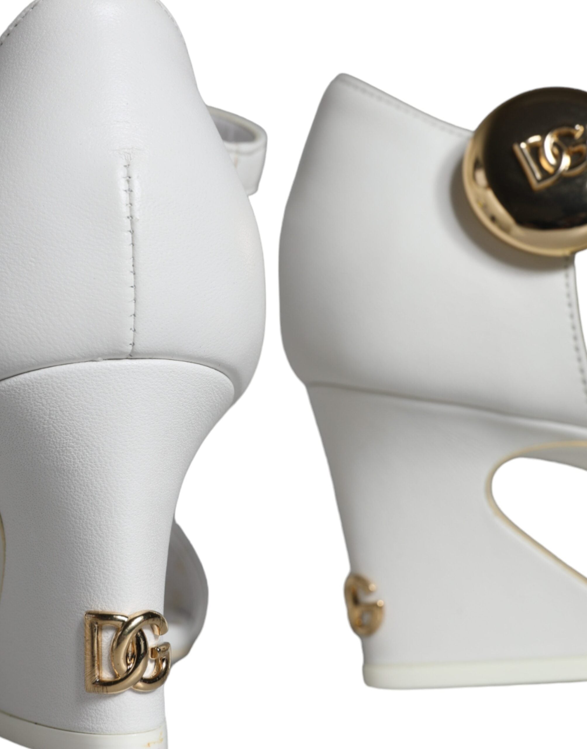 Sandales à talons en cuir blanc Dolce &amp; Gabbana Keira