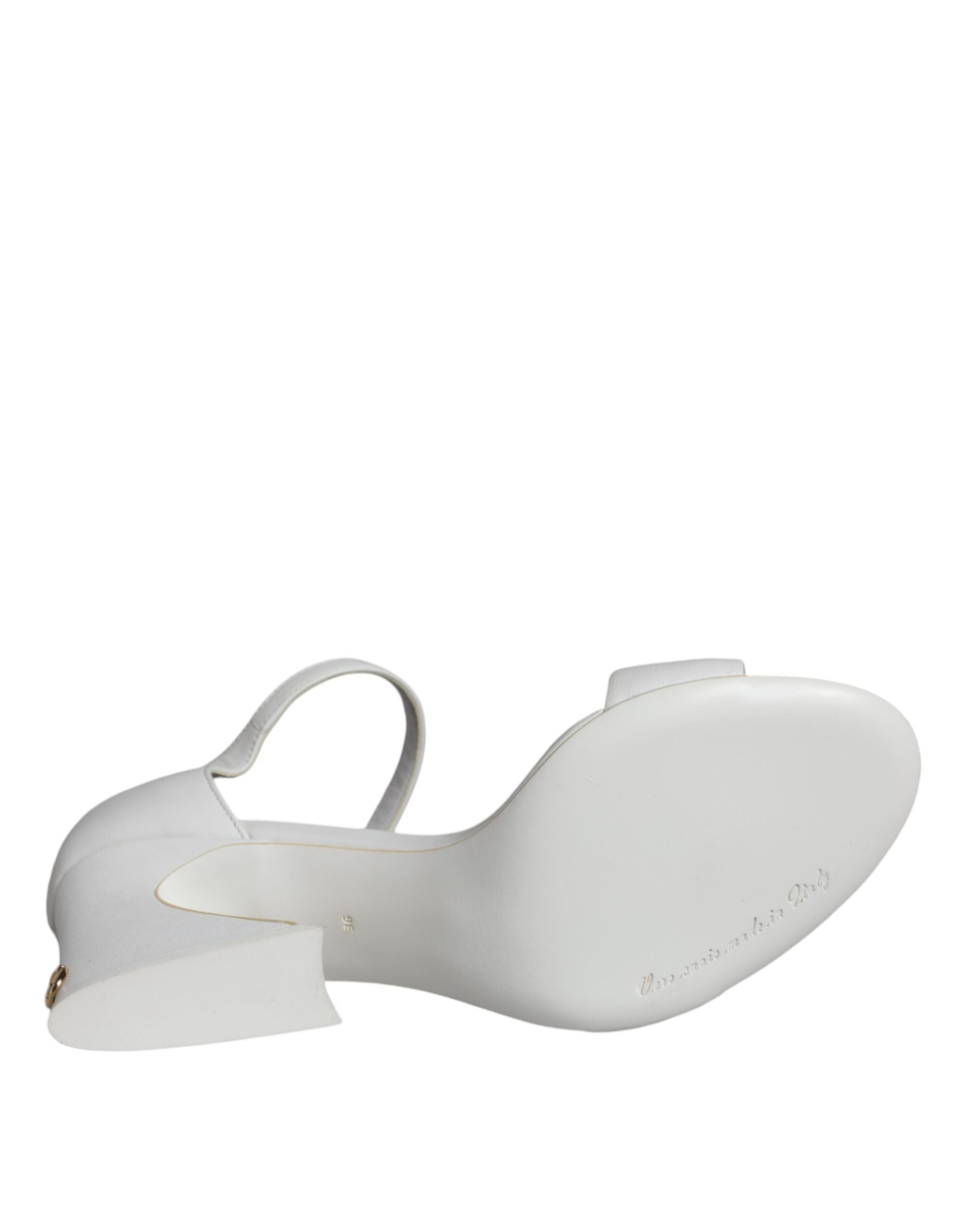 Sandales à talons en cuir blanc Dolce &amp; Gabbana Keira