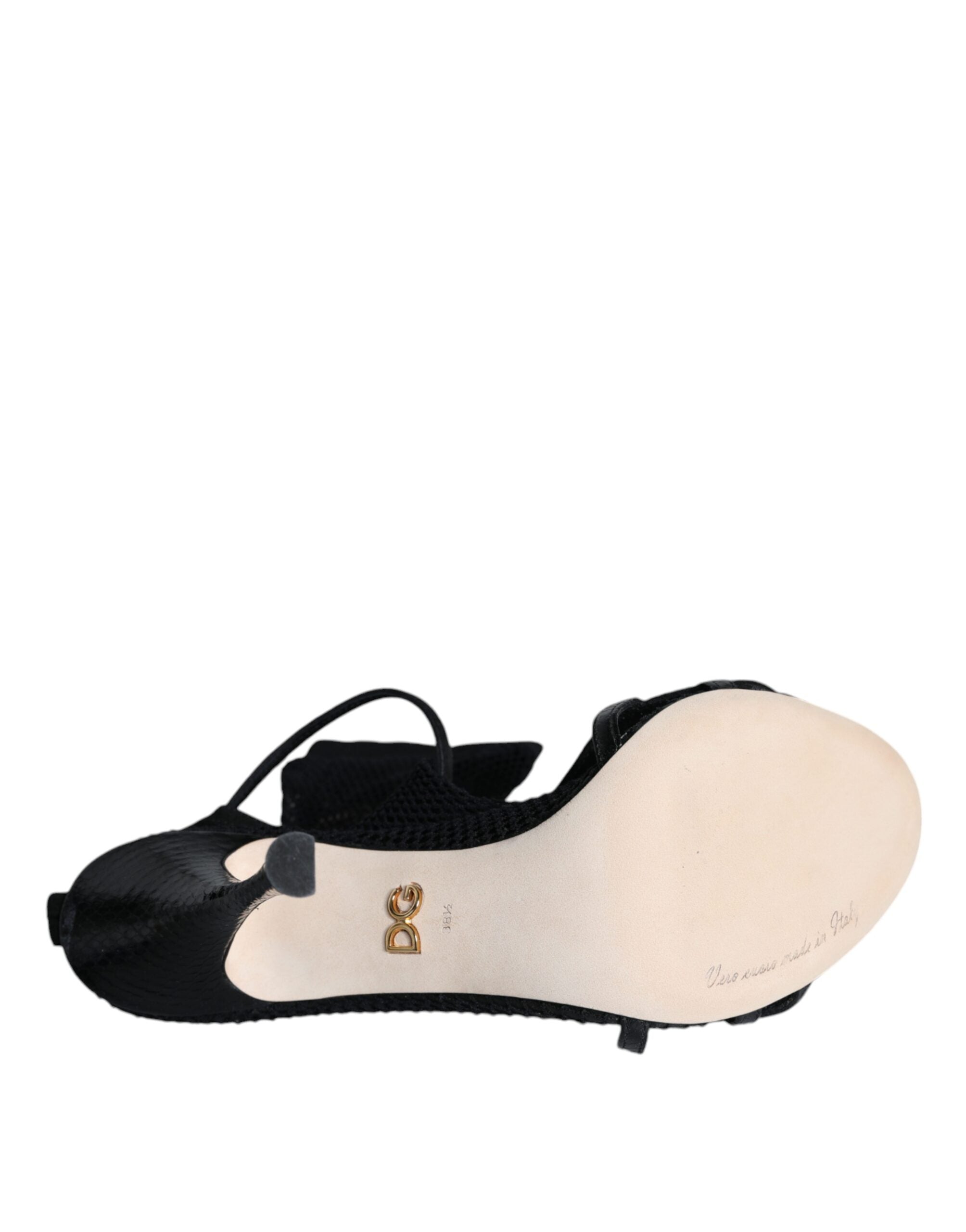 Sandales à talons aiguilles en maille noire Dolce &amp; Gabbana