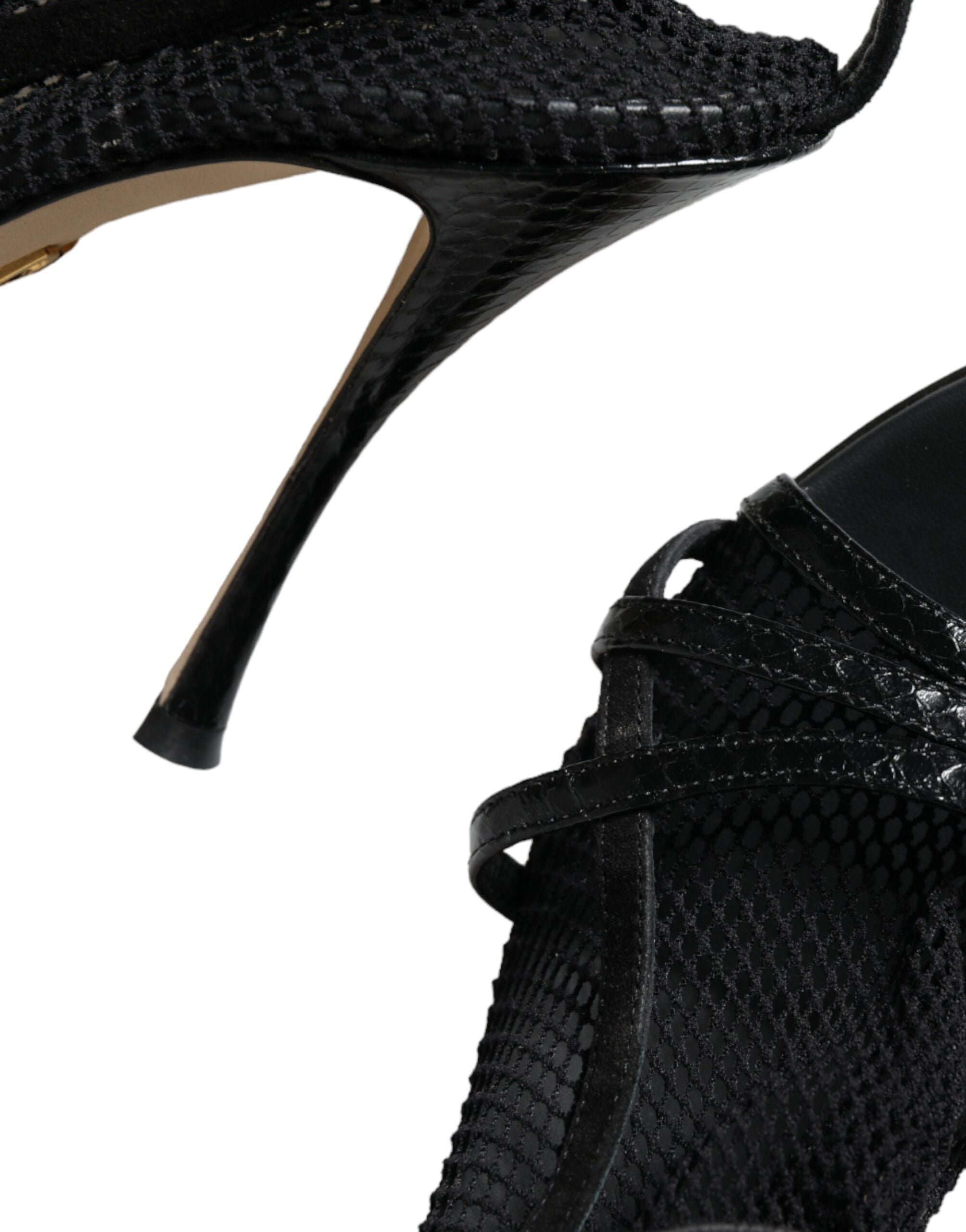 Sandales à talons aiguilles en maille noire Dolce &amp; Gabbana