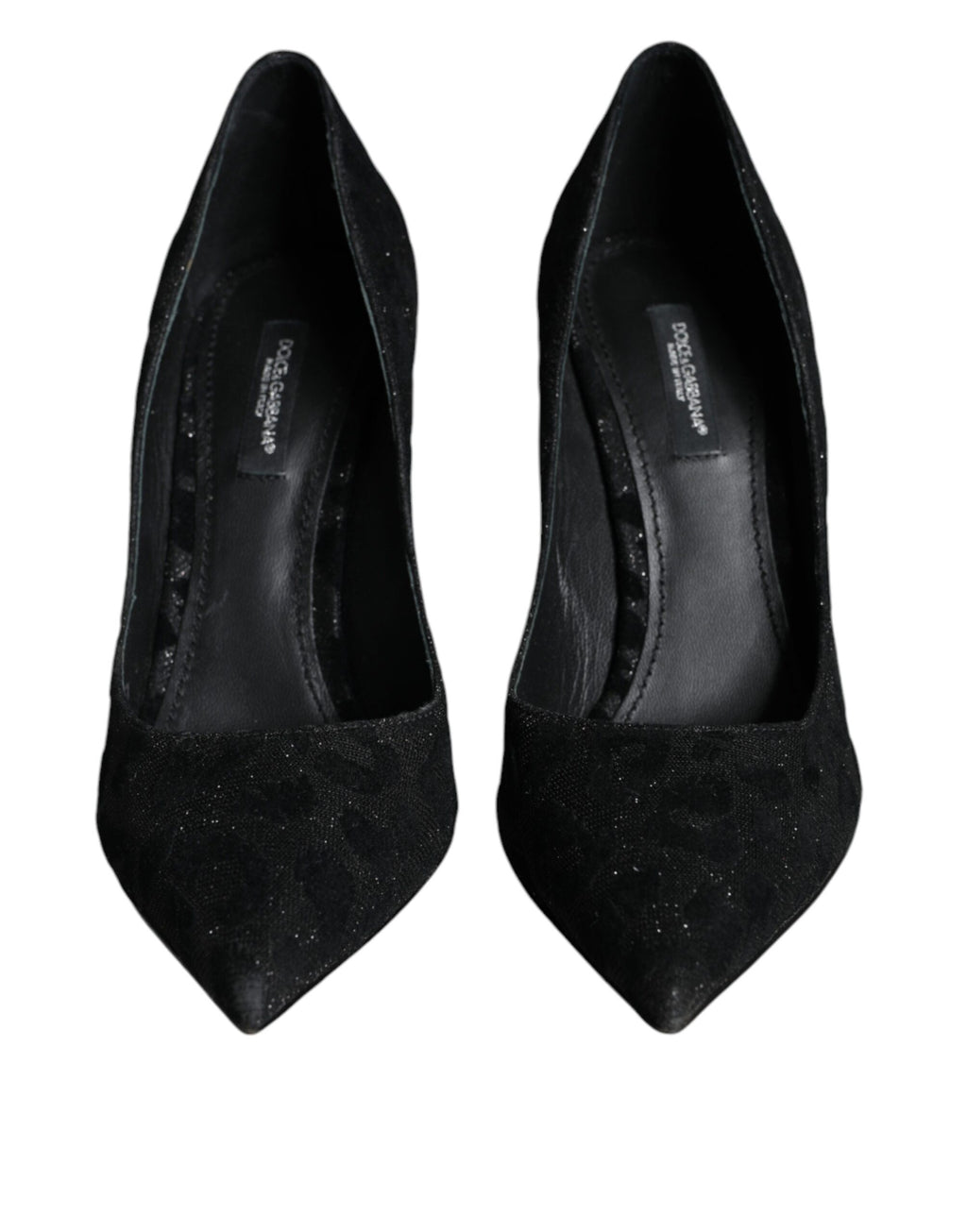 Dolce &amp; Gabbana Schwarze Pumps mit Leopardenmuster und Lurex-Absatz