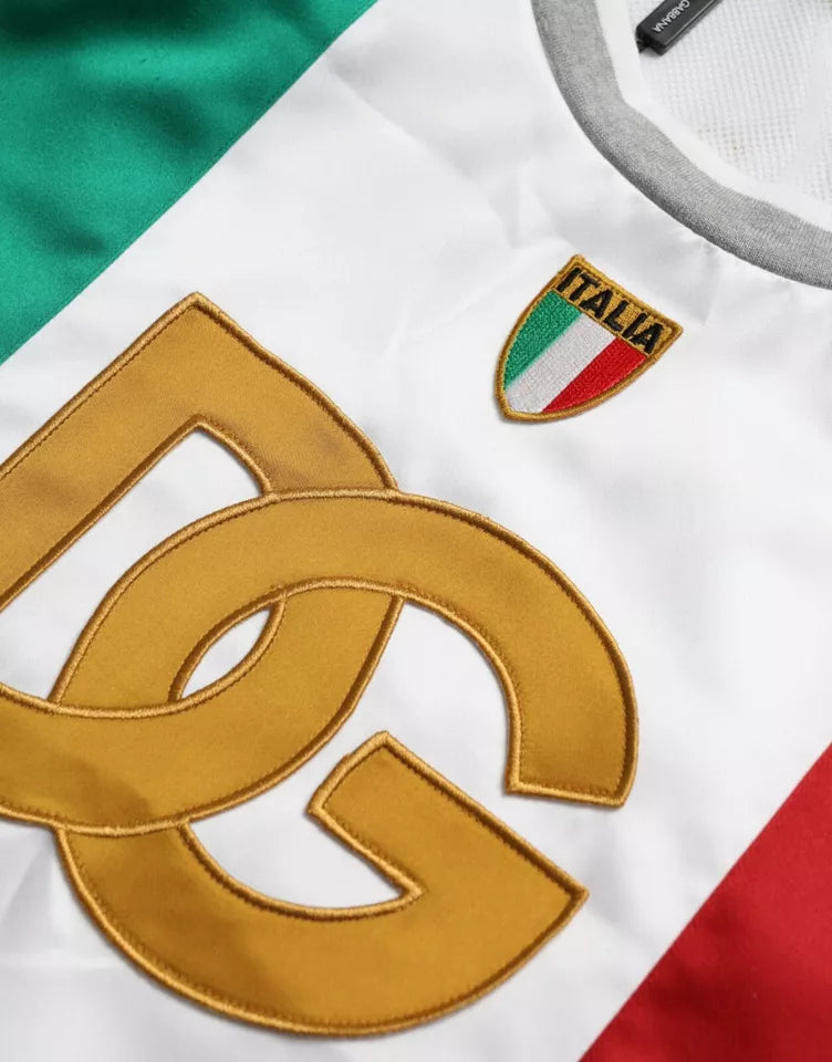 Dolce &amp; Gabbana T-shirt sans manches blanc vert avec drapeau italien