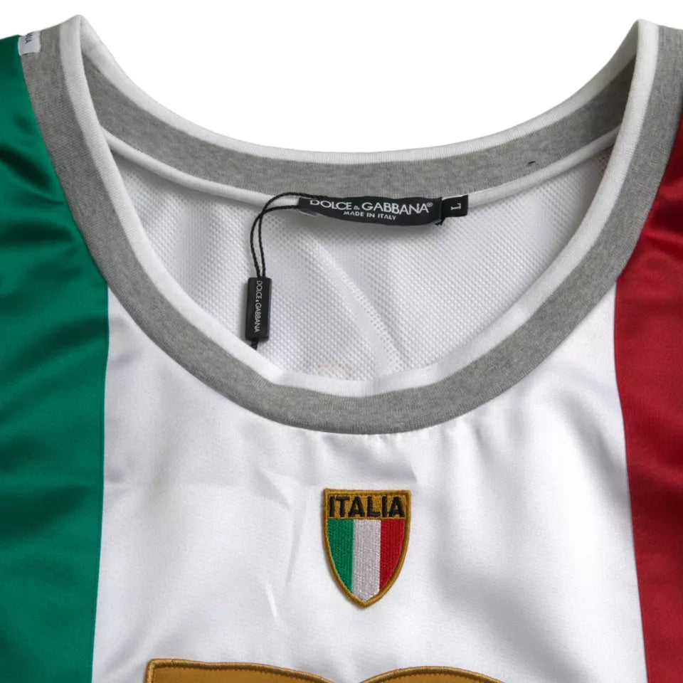 Dolce &amp; Gabbana T-shirt sans manches blanc vert avec drapeau italien