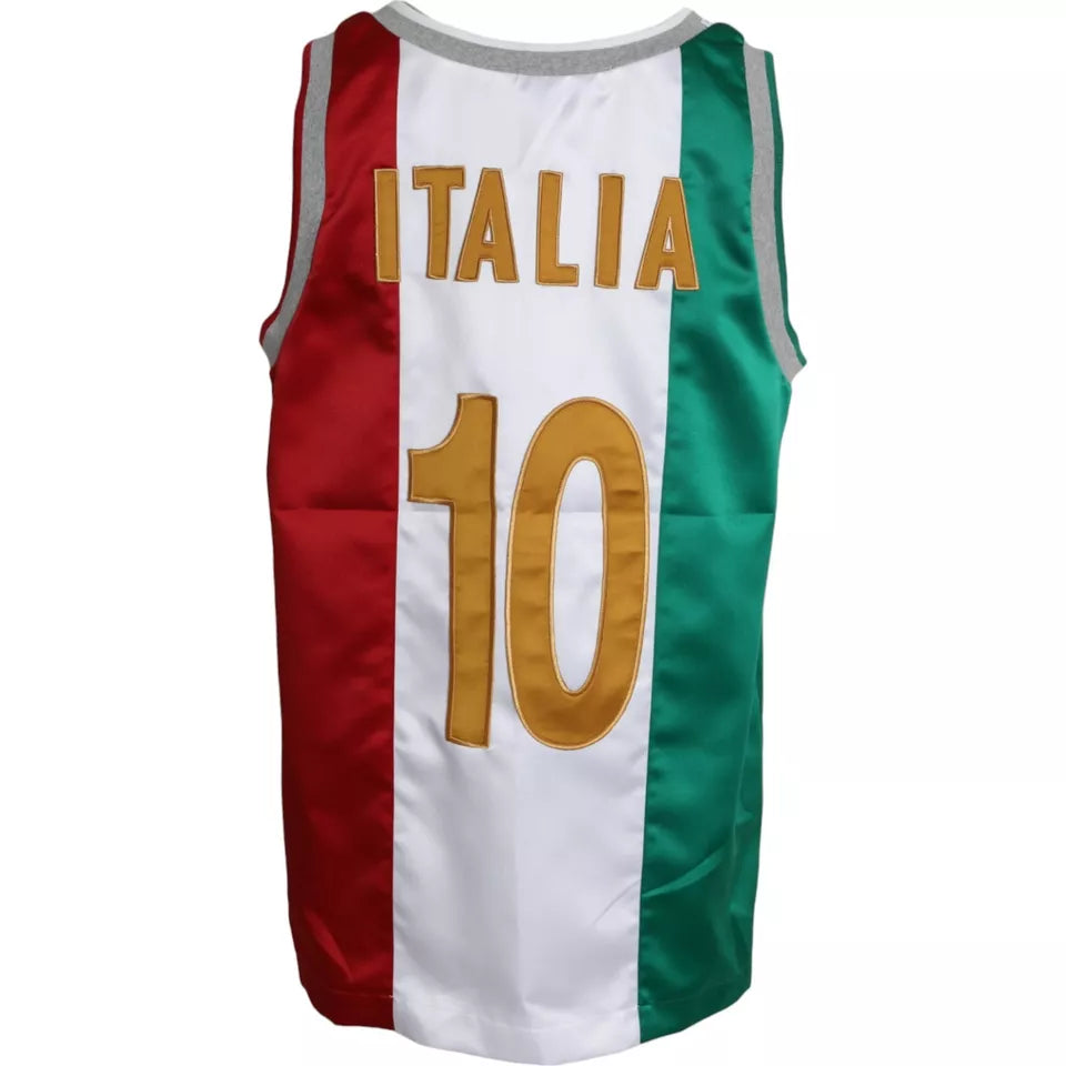 Dolce &amp; Gabbana T-shirt sans manches blanc vert avec drapeau italien