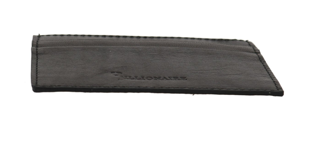 Billionaire Italian Couture Exquisite Herren-Geldbörse aus schwarzem Leder
