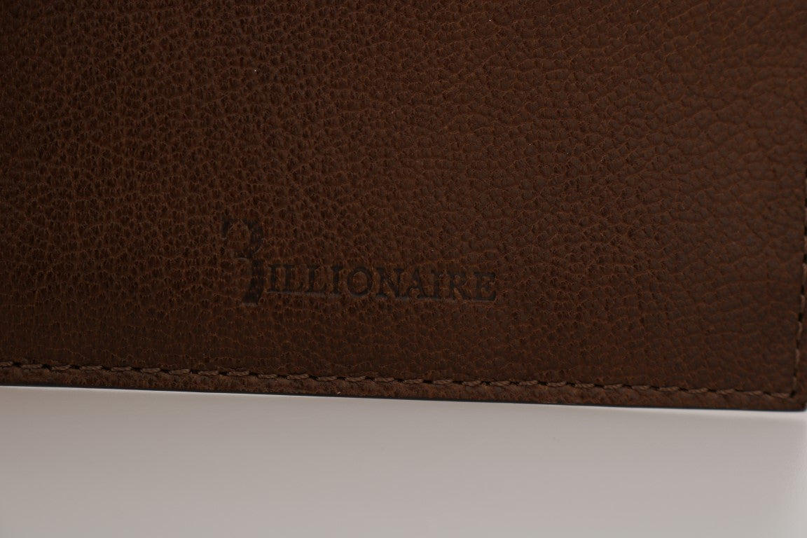 Portefeuille homme en cuir élégant Billionaire Italian Couture marron