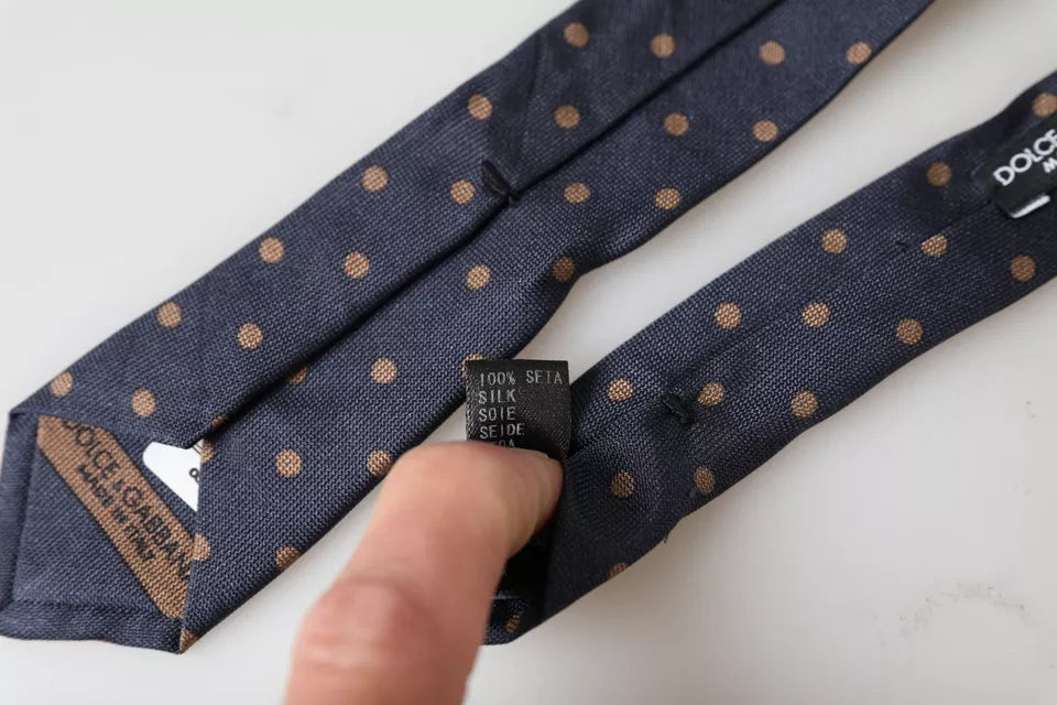 Dolce &amp; Gabbana – Verstellbare Herrenkrawatte aus schwarzer, gepunkteter Fantasieseide