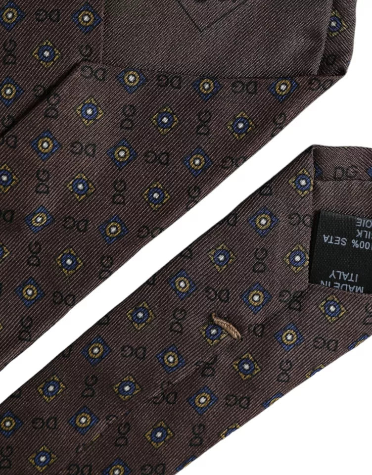 Dolce &amp; Gabbana – Verstellbare Herrenkrawatte aus brauner Seide mit Markenlogo