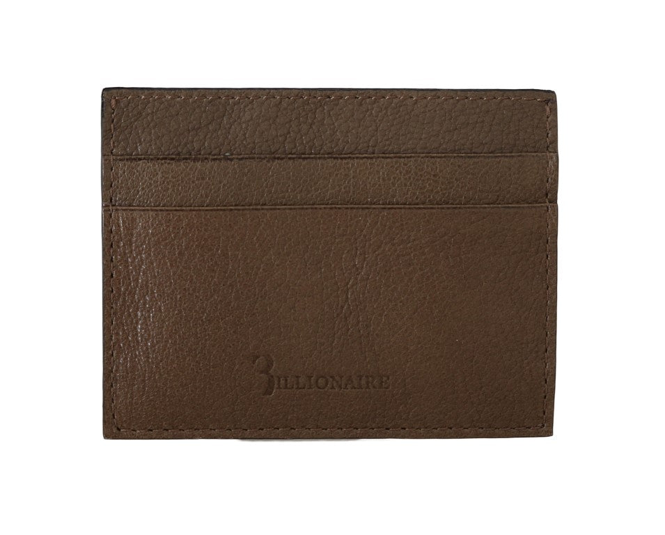 Portefeuille homme en cuir tourterelle élégant de la collection couture italienne Billionaire