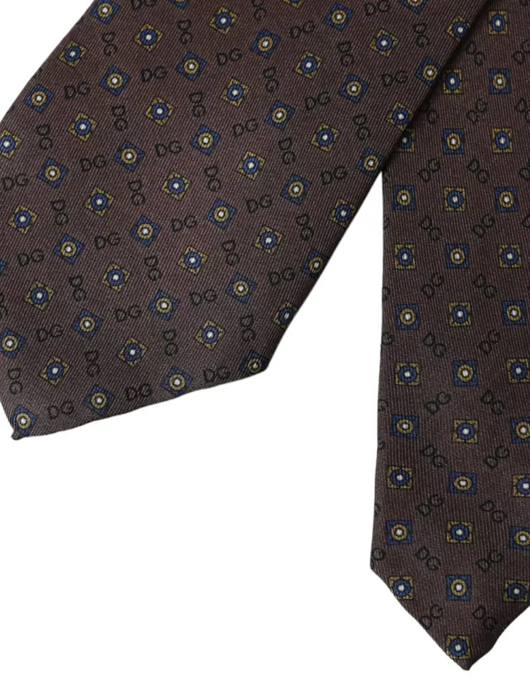 Dolce &amp; Gabbana – Verstellbare Herrenkrawatte aus brauner Seide mit Markenlogo