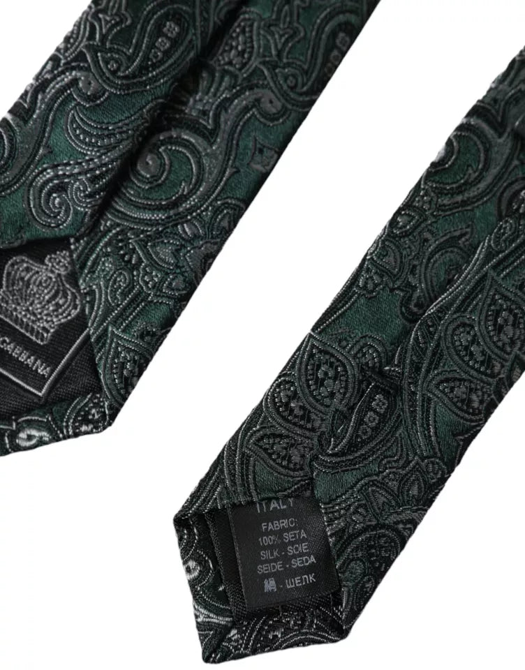 Dolce &amp; Gabbana – Verstellbare Herrenkrawatte aus 100 % Seide mit grünem Blumenmuster