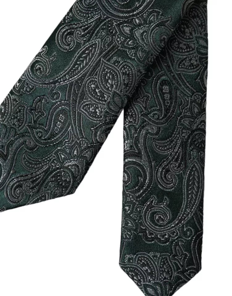 Dolce &amp; Gabbana – Verstellbare Herrenkrawatte aus 100 % Seide mit grünem Blumenmuster