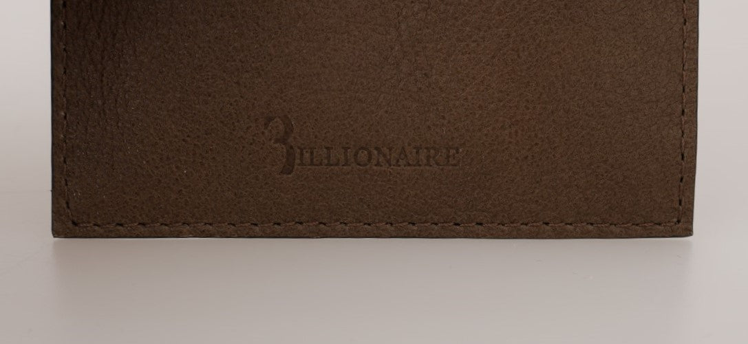 Portefeuille homme en cuir tourterelle élégant de la collection couture italienne Billionaire