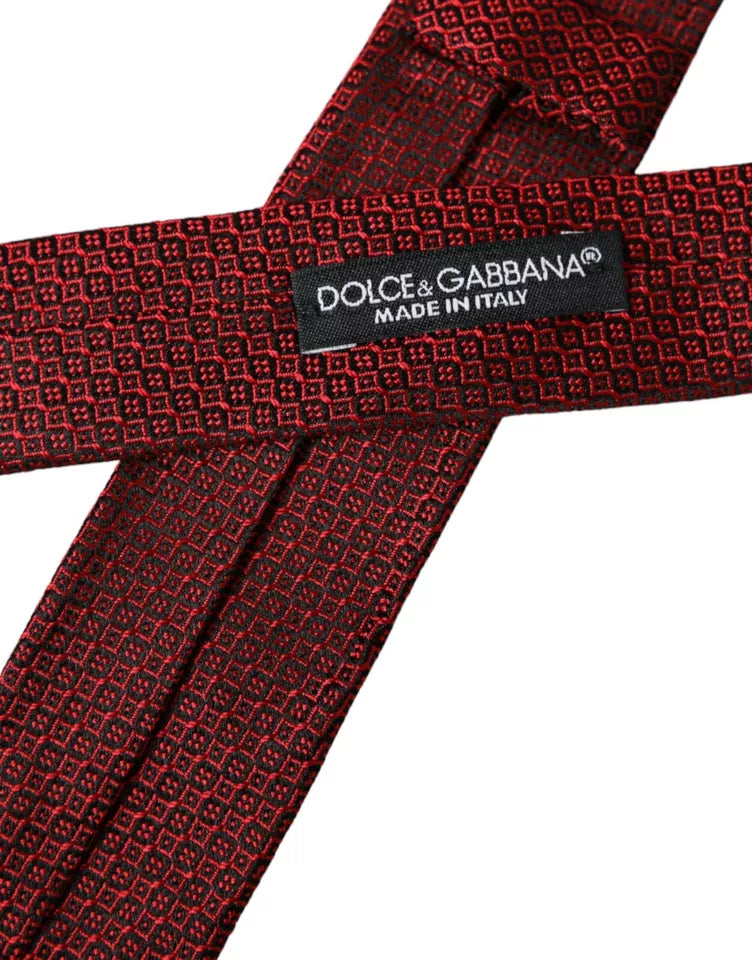 Dolce &amp; Gabbana – Verstellbare Herrenkrawatte aus 100 % Seide mit rotem Muster