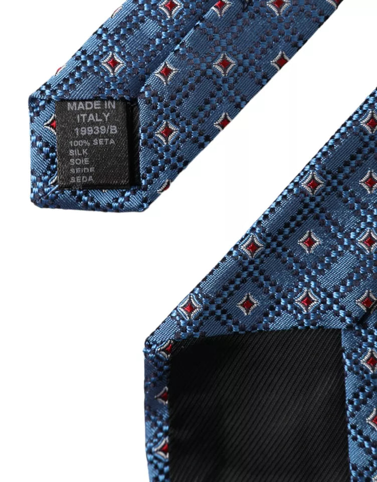 Dolce &amp; Gabbana Blau gemusterte verstellbare Herrenkrawatte aus 100 % Seide