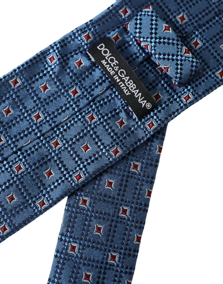 Dolce &amp; Gabbana Blau gemusterte verstellbare Herrenkrawatte aus 100 % Seide