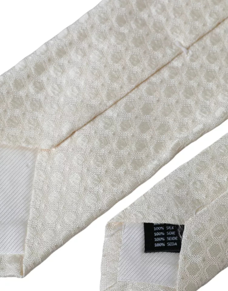 Dolce &amp; Gabbana – Verstellbare Krawatte aus Seide in Off-White für Herren