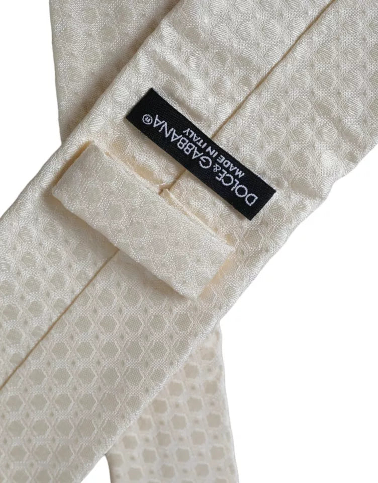 Dolce &amp; Gabbana – Verstellbare Krawatte aus Seide in Off-White für Herren