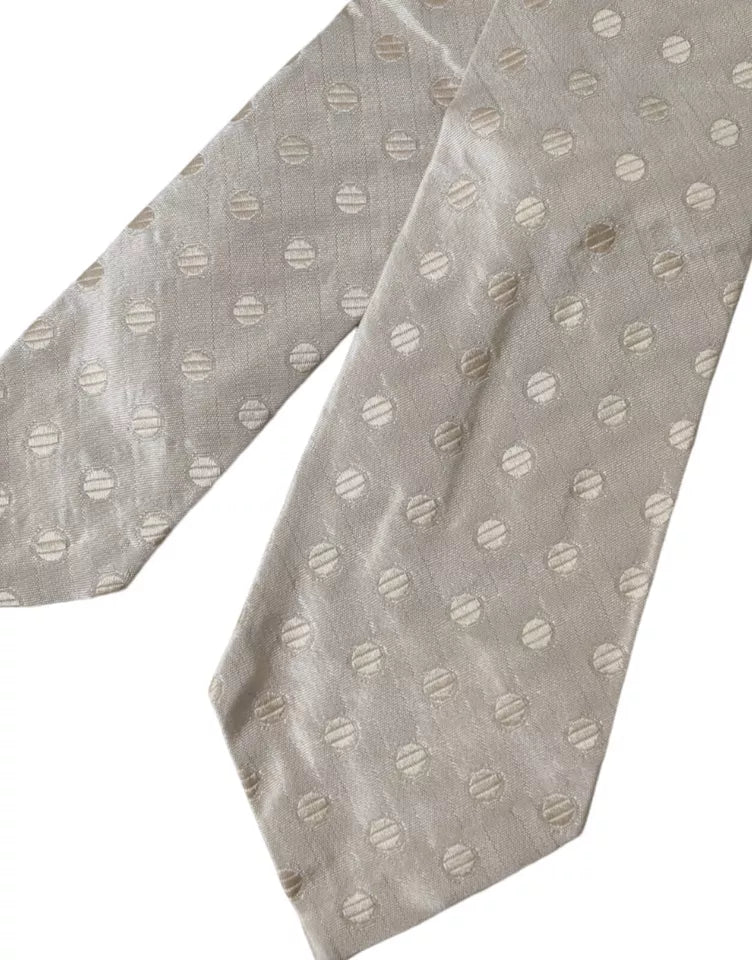 Dolce &amp; Gabbana Beige gepunktete Seidenkrawatte, klassisch, verstellbar