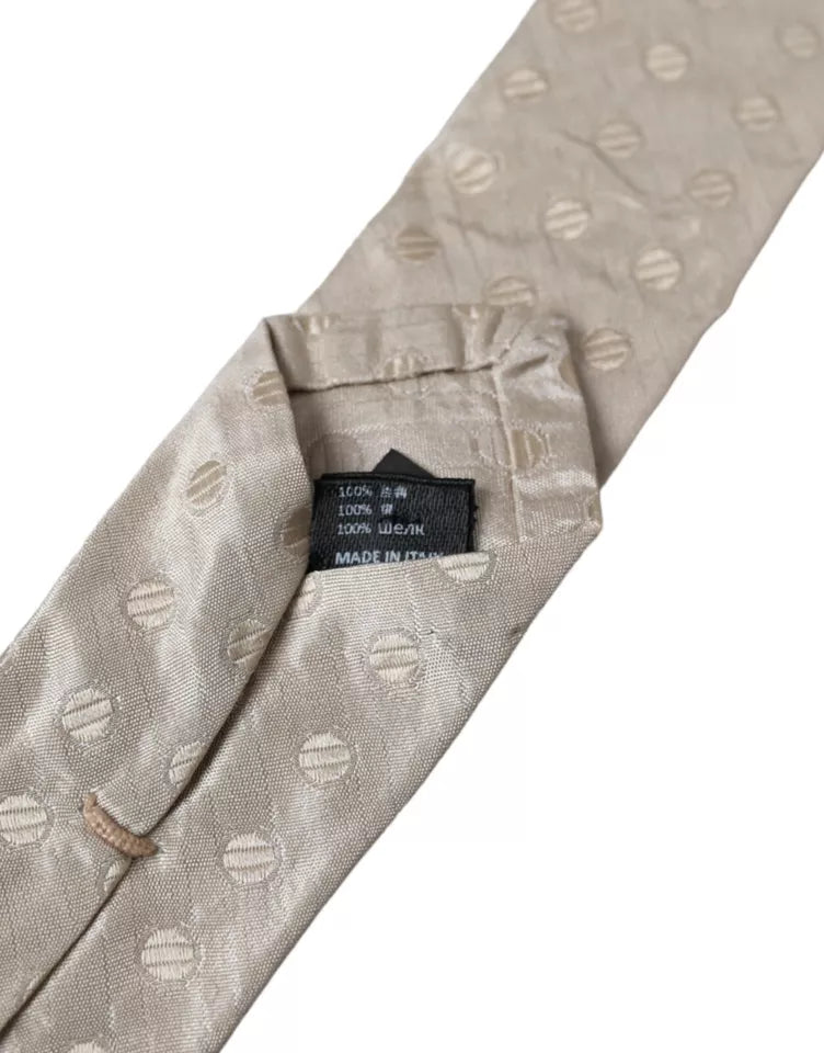 Dolce &amp; Gabbana Beige gepunktete Seidenkrawatte, klassisch, verstellbar