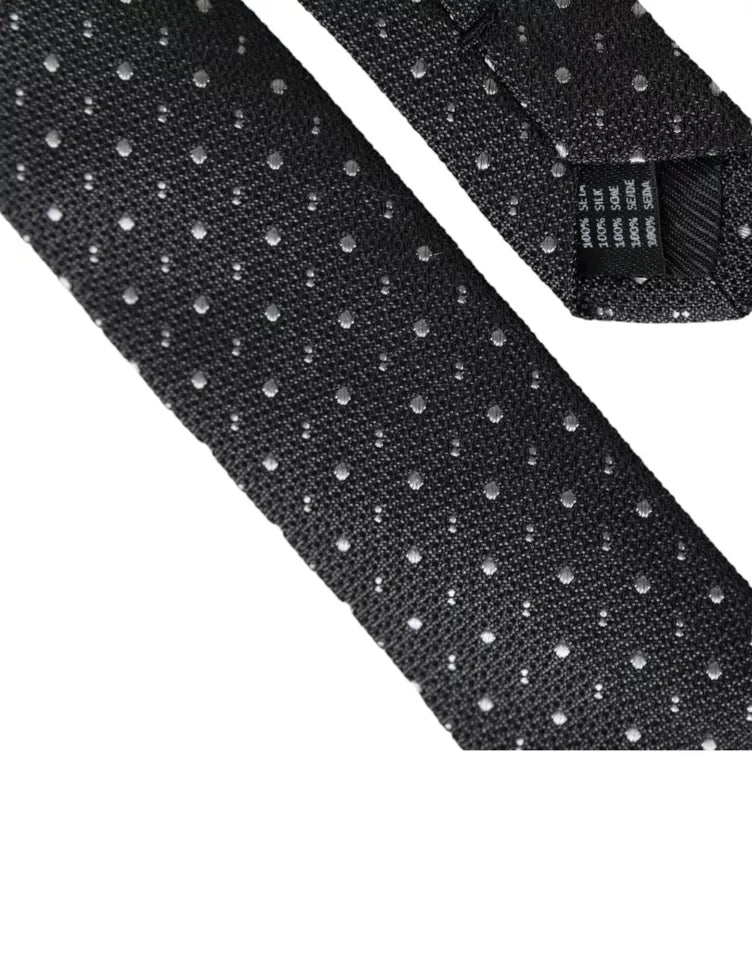 Dolce &amp; Gabbana – Verstellbare Seidenkrawatte mit schwarzen Punkten für Herren