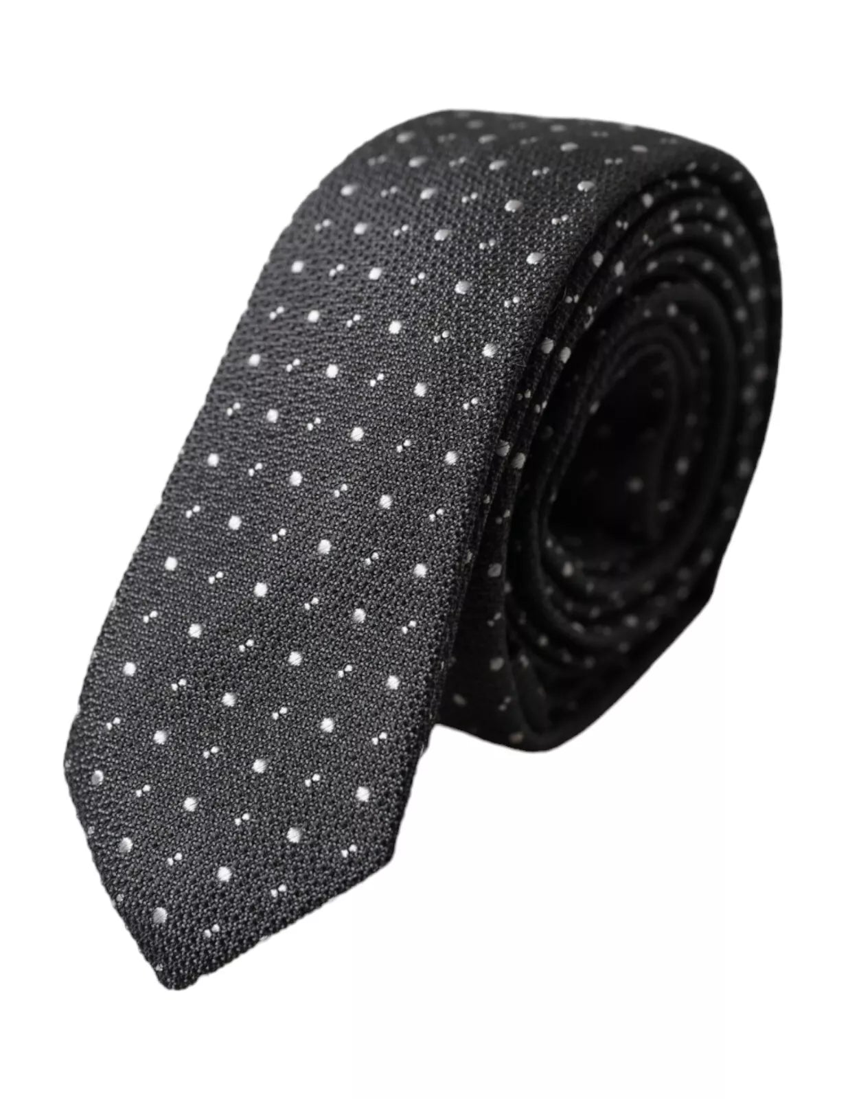 Dolce &amp; Gabbana – Verstellbare Seidenkrawatte mit schwarzen Punkten für Herren