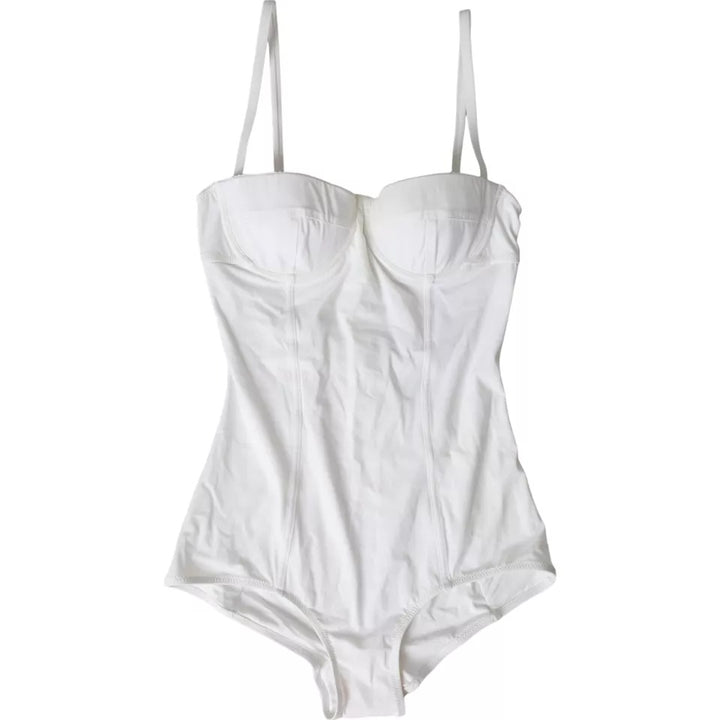 Dolce &amp; Gabbana Weißer Badeanzug Einteiler Damen Beachwear Bikini
