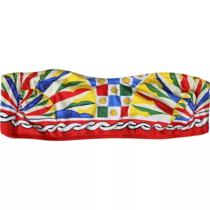Mehrfarbiger Carretto Bandeau-Bademode-Top-Bikini von Dolce &amp; Gabbana